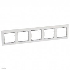 Рамка пятерная Legrand Valena, белый глянцевый/серебро 770495