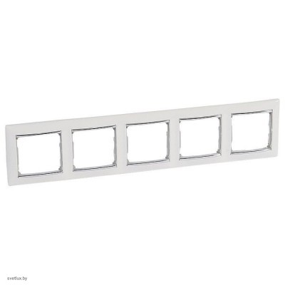 Рамка пятерная Legrand Valena, белый глянцевый/серебро 770495
